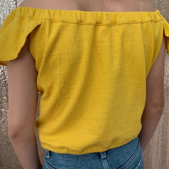 Madewell Golden Yellow Crop Top, Off the Shoulder - Picture 2 of 4